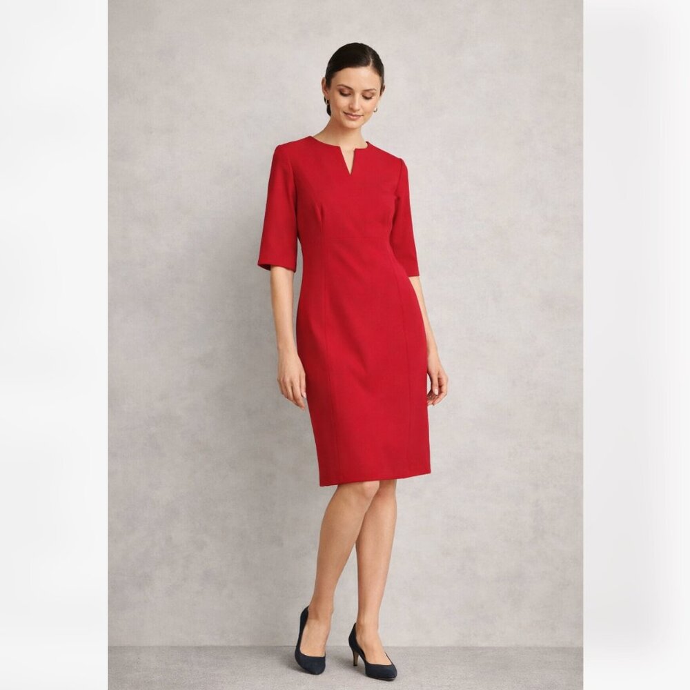 Hobbs London Red Midi Shift Dress 6